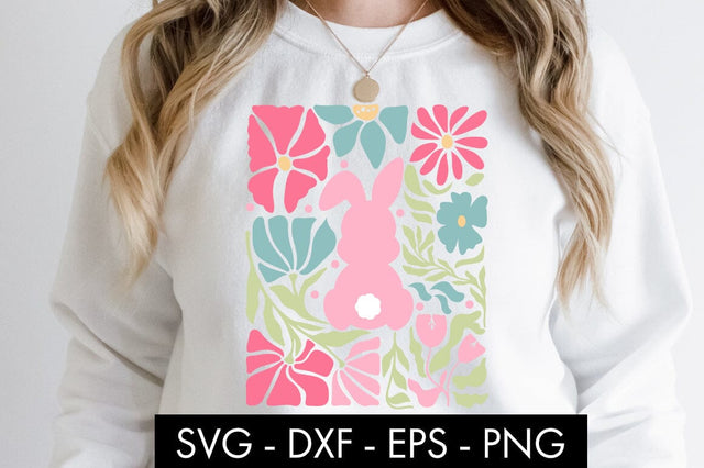 Abstract Botanical Flowers Easter Bunny SVG PNG Sublimation SVG Freeling Design House 