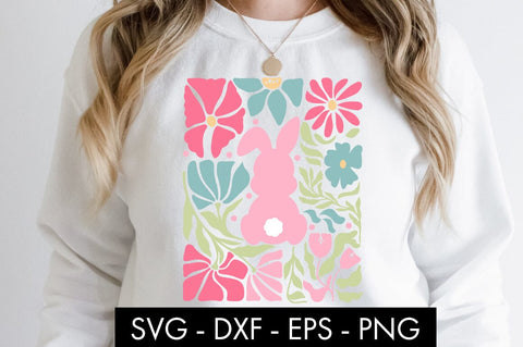 Abstract Botanical Flowers Easter Bunny SVG PNG Sublimation SVG Freeling Design House 