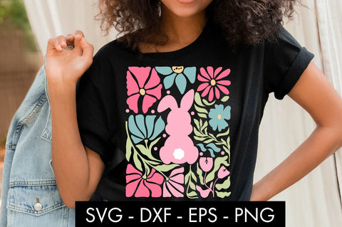 Abstract Botanical Flowers Easter Bunny SVG PNG Sublimation SVG Freeling Design House 