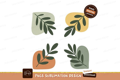 Abstract botanical shapes leaves green Sublimation Designangry 