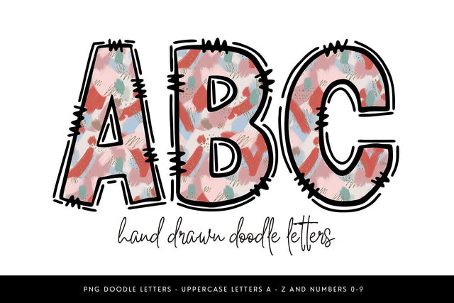 Abstract Brush Alphabet PNG, Colorful Doodle Letters Sublimation BijouBay 