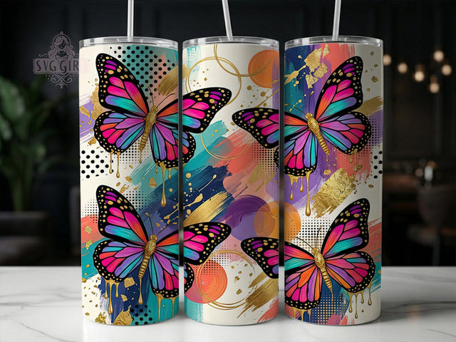 Abstract Butterfly Gold 20oz Tumbler, Abstract Butterfly, Butterfly Gold, Gold Butterfly, Abstract Tumbler, Butterfly Tumbler, 20oz Tumbler, Tumbler Wrap Sublimation SvggirlplusArt 