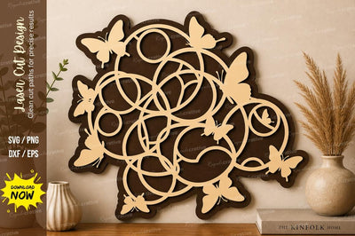 Abstract Butterfly Ring Pattern Laser Cut SVG | Modern Decorative Wall Art SVG SVG Regulrcrative 