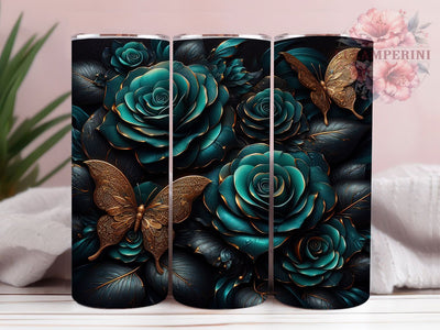 Abstract Butterfly Rose Tumbler, Rose Design, Abstract Style, Floral Artwork, Colorful Pattern, 20Oz Tumbler, Sublimation Wrap Sublimation Li Zamperini 