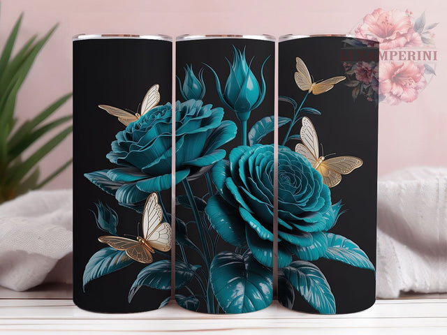 Abstract Butterfly Rose Tumbler, Rose Design, Abstract Style, Floral Artwork, Colorful Pattern, 20Oz Tumbler, Sublimation Wrap Sublimation Li Zamperini 