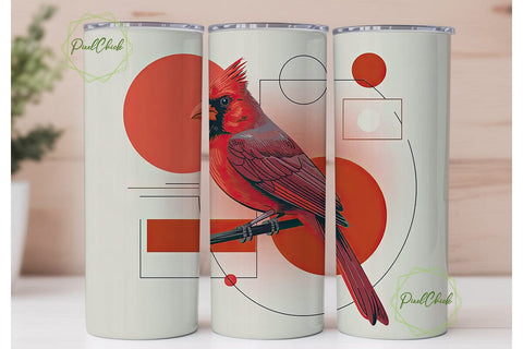 Abstract Cardinal Bird 20oz Tumbler Wrap Sublimation PixelChick 
