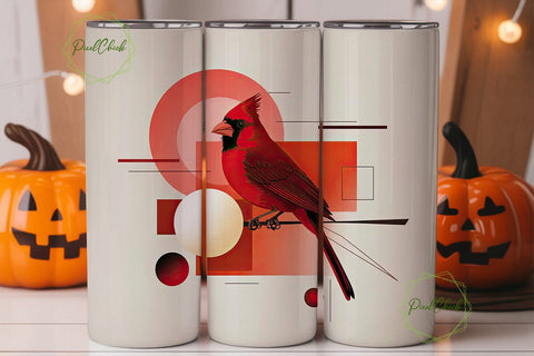 Abstract Cardinal Bird 20oz Tumbler Wrap Sublimation PixelChick 