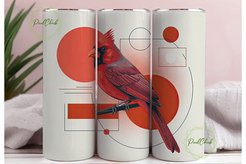 Abstract Cardinal Bird 20oz Tumbler Wrap Sublimation PixelChick 