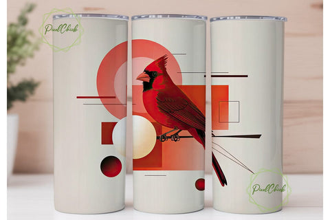 Abstract Cardinal Bird 20oz Tumbler Wrap Sublimation PixelChick 