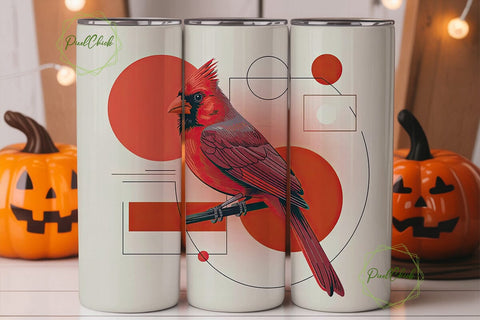 Abstract Cardinal Bird 20oz Tumbler Wrap Sublimation PixelChick 