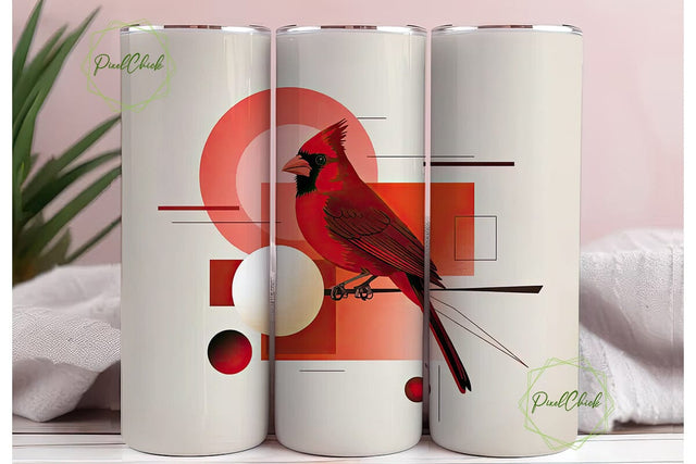 Abstract Cardinal Bird 20oz Tumbler Wrap Sublimation PixelChick 