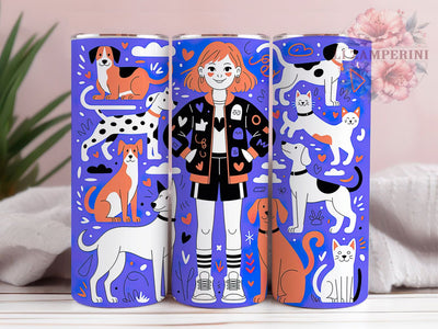 Abstract Cat Dog Doodle Tumbler, Dog Doodle, Abstract Art, Pet Lovers, Whimsical Design, 20Oz Tumbler, Sublimation Wrap Sublimation Li Zamperini 