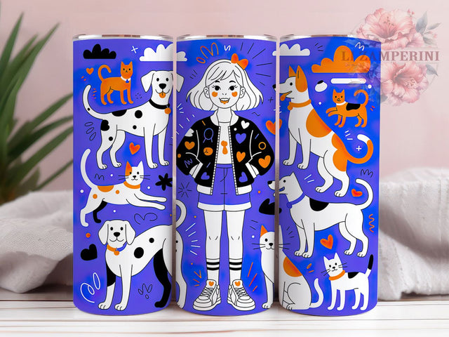 Abstract Cat Dog Doodle Tumbler, Dog Doodle, Abstract Art, Pet Lovers, Whimsical Design, 20Oz Tumbler, Sublimation Wrap Sublimation Li Zamperini 