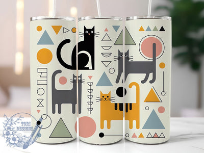 Abstract Cat Pattern Tumbler Wrap, Cat Pattern, Modern Art, Creative Design, Playful Style, Tumbler Wrap, Sublimation Design Sublimation ToriDesigns 
