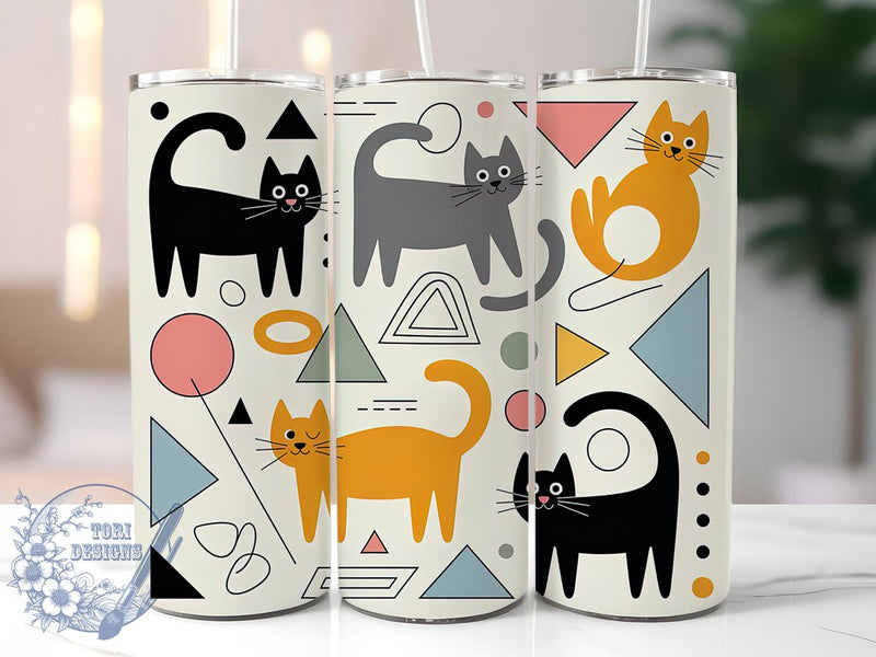 Abstract Cat Pattern Tumbler Wrap, Cat Pattern, Modern Art, Creative Design, Playful Style, Tumbler Wrap, Sublimation Design Sublimation ToriDesigns 