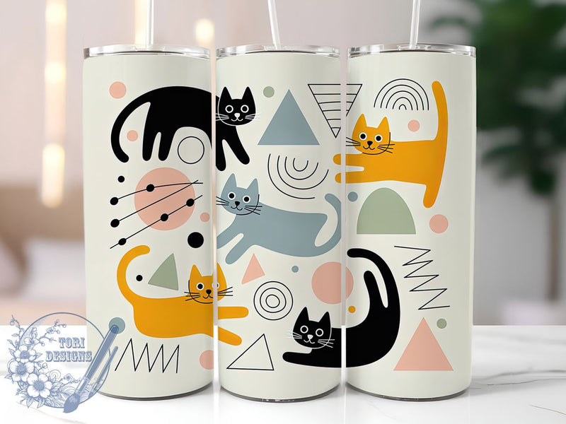 Abstract Cat Pattern Tumbler Wrap, Cat Pattern, Modern Art, Creative Design, Playful Style, Tumbler Wrap, Sublimation Design Sublimation ToriDesigns 
