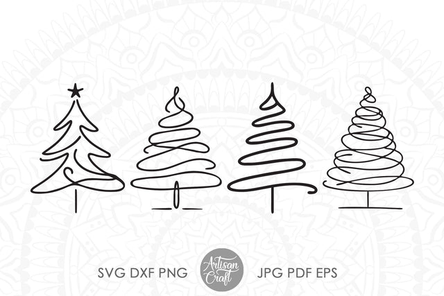 Abstract Christmas trees SVG cut files | Christmas doodles SVG Artisan Craft SVG 
