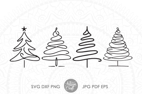 Abstract Christmas trees SVG cut files | Christmas doodles SVG Artisan Craft SVG 