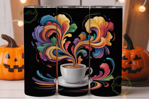 Abstract Coffee Burst 20oz Tumbler Wrap Sublimation PixelChick 