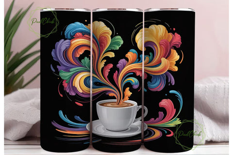 Abstract Coffee Burst 20oz Tumbler Wrap Sublimation PixelChick 