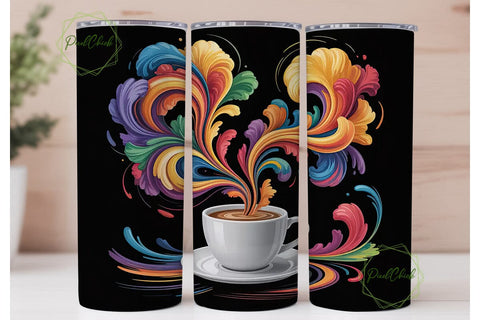 Abstract Coffee Burst 20oz Tumbler Wrap Sublimation PixelChick 