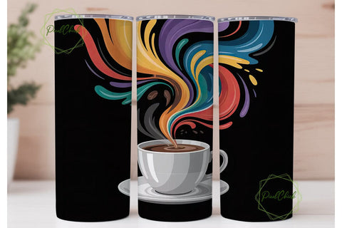Abstract Coffee Burst 20oz Tumbler Wrap Sublimation PixelChick 