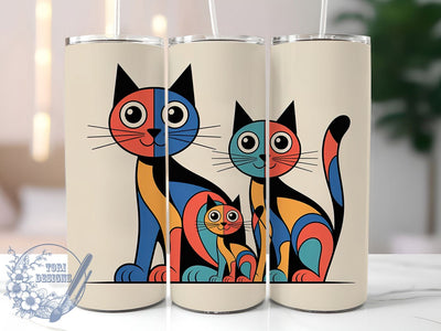 Abstract Colorful Cat Tumbler Wrap, Multi-Color Abstract, Artistic Style, Vibrant Design, Creative Expression, Tumbler Wrap, Sublimation Design Sublimation ToriDesigns 