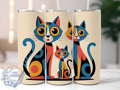 Abstract Colorful Cat Tumbler Wrap, Multi-Color Abstract, Artistic Style, Vibrant Design, Creative Expression, Tumbler Wrap, Sublimation Design Sublimation ToriDesigns 