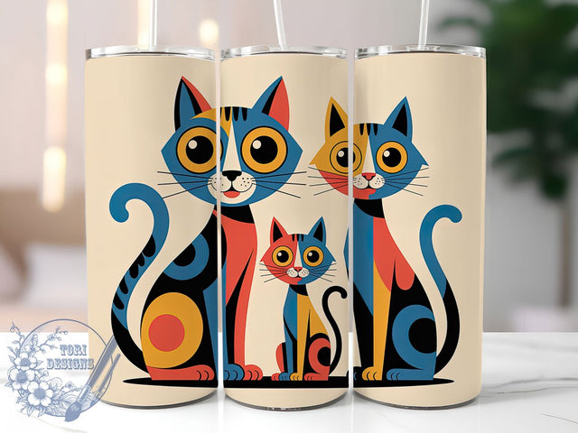 Abstract Colorful Cat Tumbler Wrap, Multi-Color Abstract, Artistic Style, Vibrant Design, Creative Expression, Tumbler Wrap, Sublimation Design Sublimation ToriDesigns 