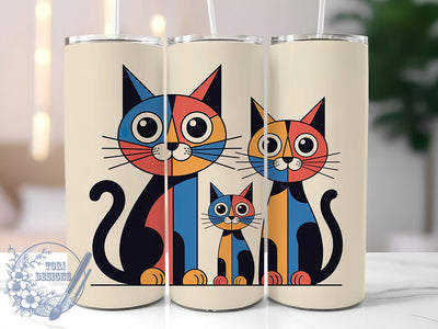 Abstract Colorful Cat Tumbler Wrap, Multi-Color Abstract, Artistic Style, Vibrant Design, Creative Expression, Tumbler Wrap, Sublimation Design Sublimation ToriDesigns 