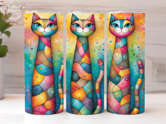 Abstract Colorful Cats 20oz Tumbler Png, Straight & Tapered Tumbler Png, Cat Lovers Tumbler Png, Digital Download PNG Sublimation Lara' s Designs 