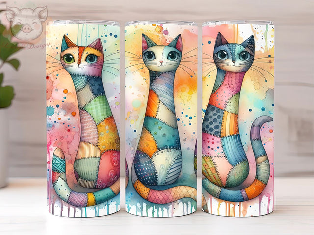 Abstract Colorful Cats 20oz Tumbler Png, Straight & Tapered Tumbler Png, Cat Lovers Tumbler Png, Digital Download PNG Sublimation Lara' s Designs 