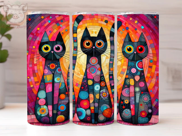 Abstract Colorful Cats 20oz Tumbler Png, Straight & Tapered Tumbler Png, Cat Lovers Tumbler Png, Digital Download PNG Sublimation Lara' s Designs 