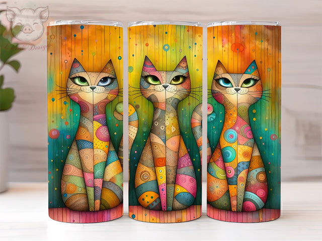 Abstract Colorful Cats 20oz Tumbler Png, Straight & Tapered Tumbler Png, Cat Lovers Tumbler Png, Digital Download PNG Sublimation Lara' s Designs 