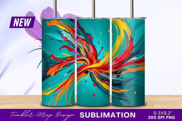 Abstract Colorful Paint Splashes On Turquoise Backdrop Sublimation Regulrcrative 