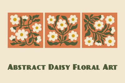 Abstract Daisy Floral Art Set PNG JPG EPS Sublimation Rin Green 