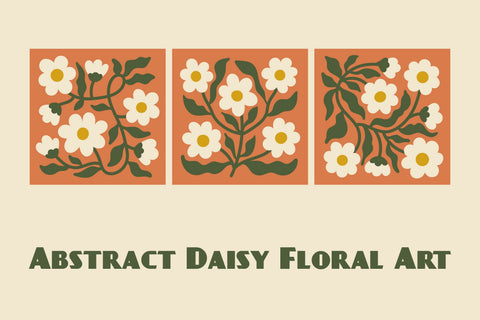 Abstract Daisy Floral Art Set PNG JPG EPS Sublimation Rin Green 