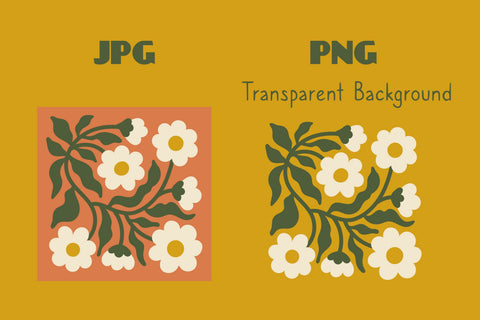 Abstract Daisy Floral Art Set PNG JPG EPS Sublimation Rin Green 