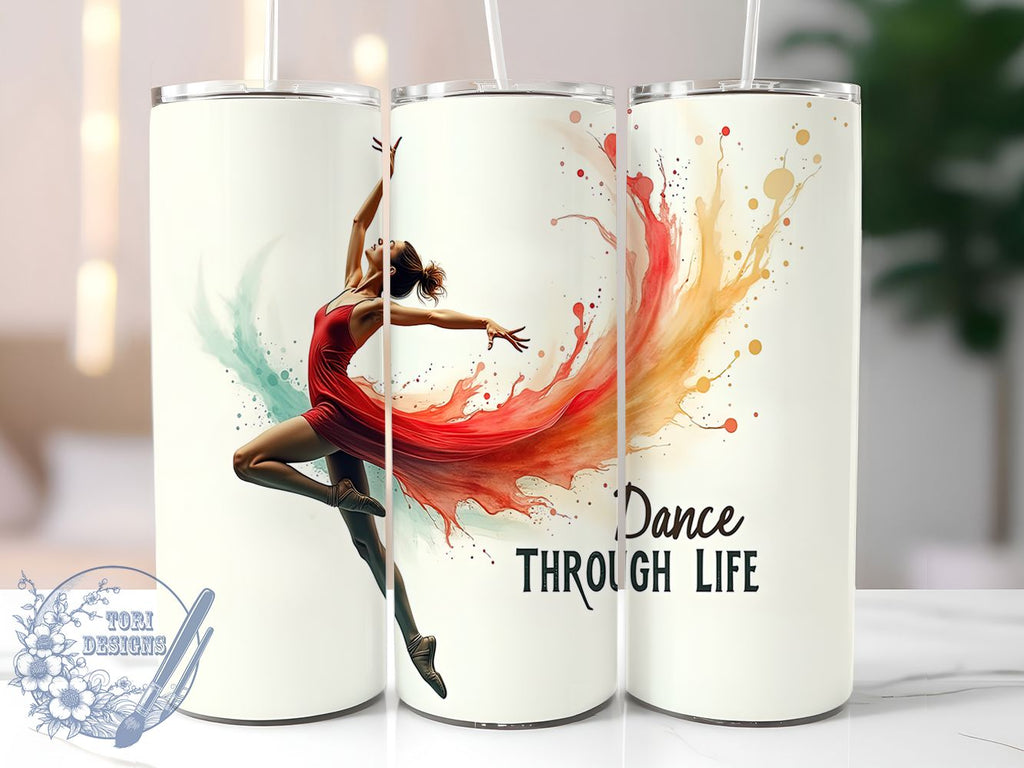 Abstract Dance Art Tumbler Wrap, Artistic Movement Mug, Colorful Dancer ...