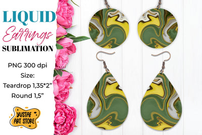 Abstract Earrings Sublimation. Teardrop and Round Sublimation Yustaf Art Store 