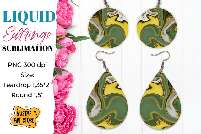 Abstract Earrings Sublimation. Teardrop and Round Sublimation Yustaf Art Store 
