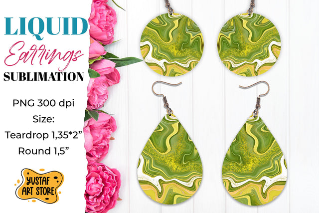 Abstract Earrings Sublimation. Teardrop and Round Sublimation Yustaf Art Store 