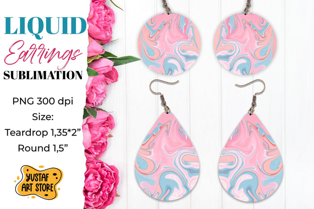 Abstract Earrings Sublimation. Teardrop and Round Sublimation Yustaf Art Store 