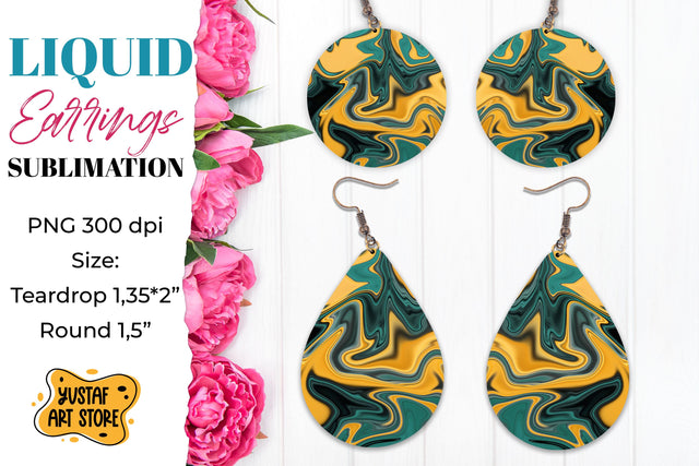 Abstract Earrings Sublimation. Teardrop and Round Sublimation Yustaf Art Store 