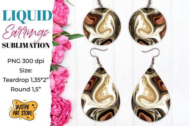 Abstract Earrings Sublimation. Teardrop and Round Sublimation Yustaf Art Store 