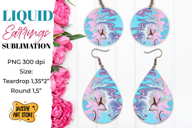 Abstract Earrings Sublimation. Teardrop and Round Sublimation Yustaf Art Store 