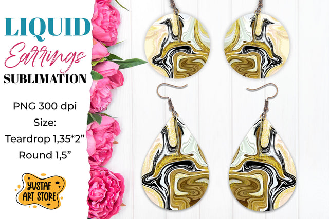 Abstract Earrings Sublimation. Teardrop and Round Sublimation Yustaf Art Store 