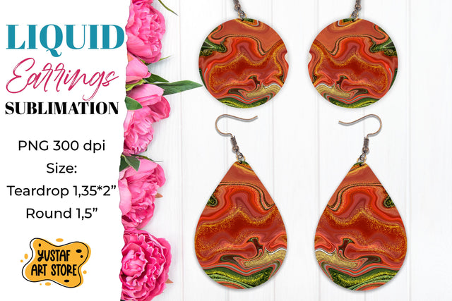 Abstract Earrings Sublimation. Teardrop and Round Sublimation Yustaf Art Store 