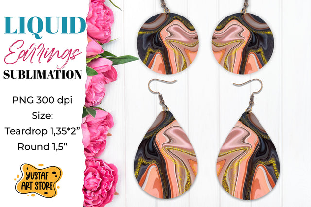 Abstract Earrings Sublimation. Teardrop and Round Sublimation Yustaf Art Store 