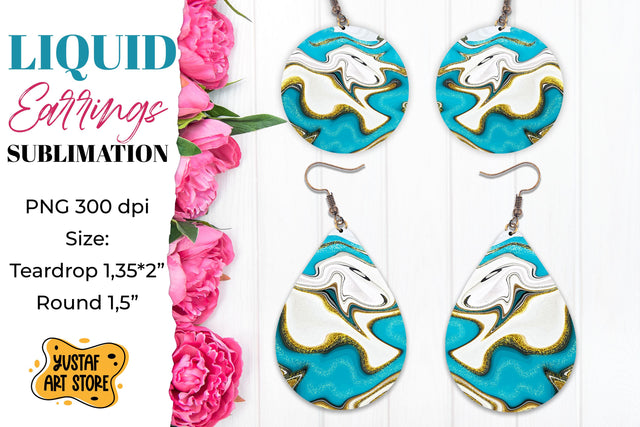 Abstract Earrings Sublimation. Teardrop and Round Sublimation Yustaf Art Store 